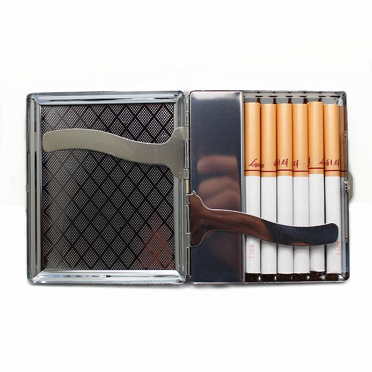New – Slide Up Stailess steel Silver cigarette case hold 20pcs Automatic Cigarette box /pocket With USB Lighter Portable New 1pcs - Slide Up Stailess steel Silver cigarette case hold 20pcs Automatic Cigarette box /pocket With USB Lighter Portable