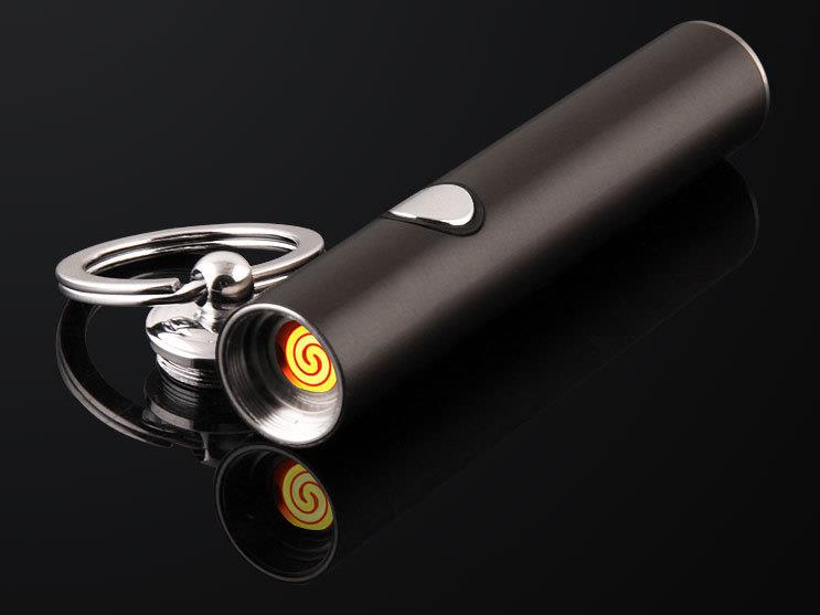 2PCS/LOT Creative Metal Windproof with Key Chain Thin Long USB Rechargeable Eletronic Cigar Lighters 2PCS/LOT Creative Metal Windproof with Key Chain Thin Long USB Rechargeable Eletronic Cigar Lighters