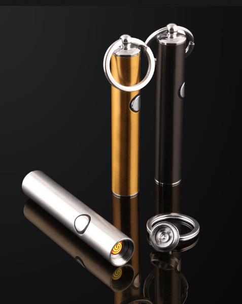 2PCS/LOT Creative Metal Windproof with Key Chain Thin Long USB Rechargeable Eletronic Cigar Lighters 2PCS/LOT Creative Metal Windproof with Key Chain Thin Long USB Rechargeable Eletronic Cigar Lighters