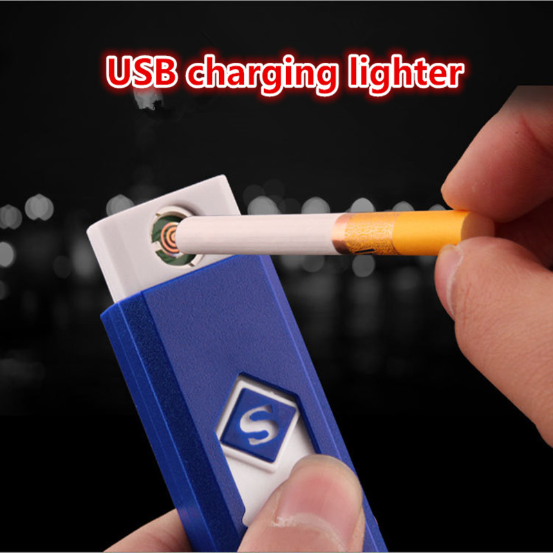 Creative Small Rechargeable USB Windproof Flameless Electric Cigarette lighter Electronic Charging Push Smokeless Super Lighters Creative Small Rechargeable USB Windproof Flameless Electric Cigarette lighter Electronic Charging Push Smokeless Super Lighters