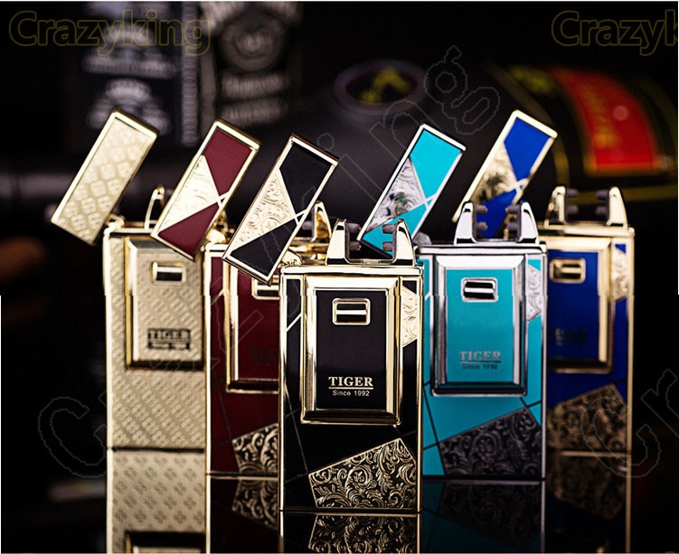 TIGER Carving Electric Double Arc Tobacco Cigarette USB Lighter Rechargeable With Gift Box TIGER Carving Electric Double Arc Tobacco Cigarette USB Lighter Rechargeable With Gift Box