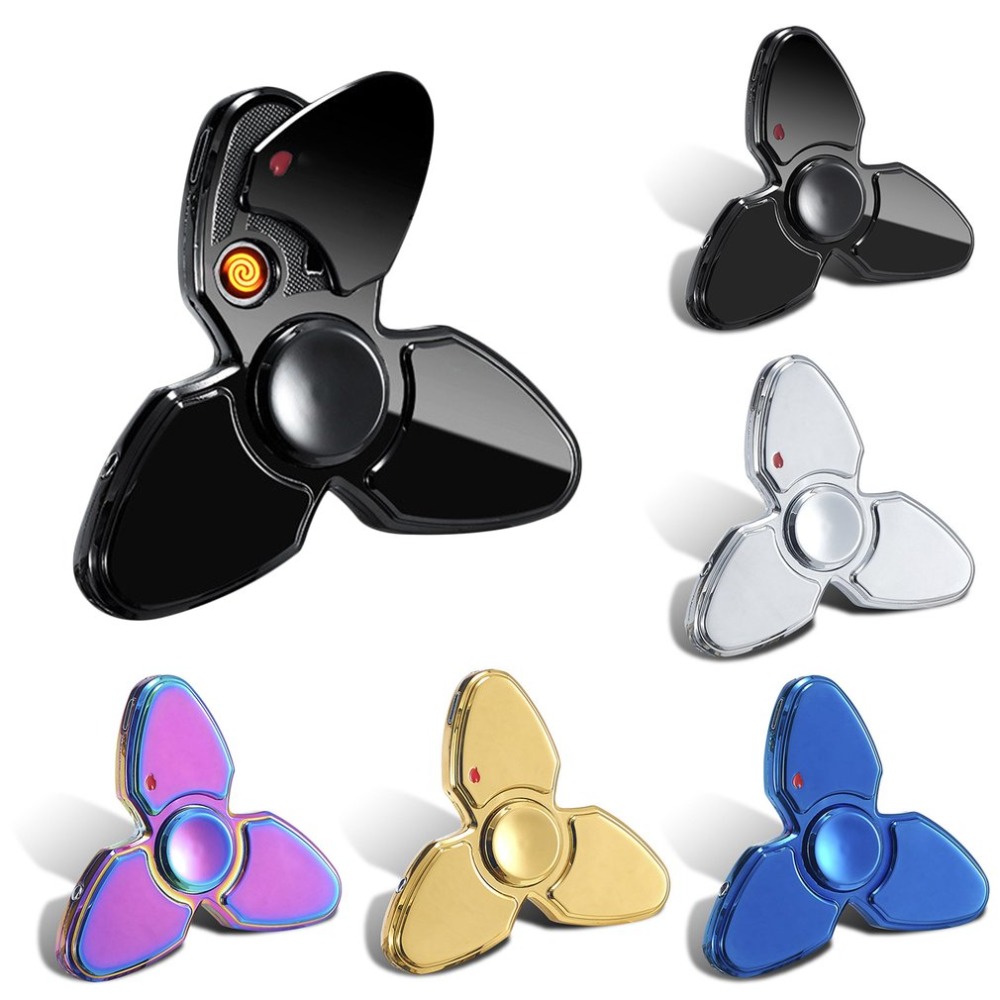 Trefoil Fingertip Gyro Rotate Electronical Cigarette Lighter Slim Windproof Cigar Lighter USB Rechargeable Charging Lighter Trefoil Fingertip Gyro Rotate Electronical Cigarette Lighter Slim Windproof Cigar Lighter USB Rechargeable Charging Lighter