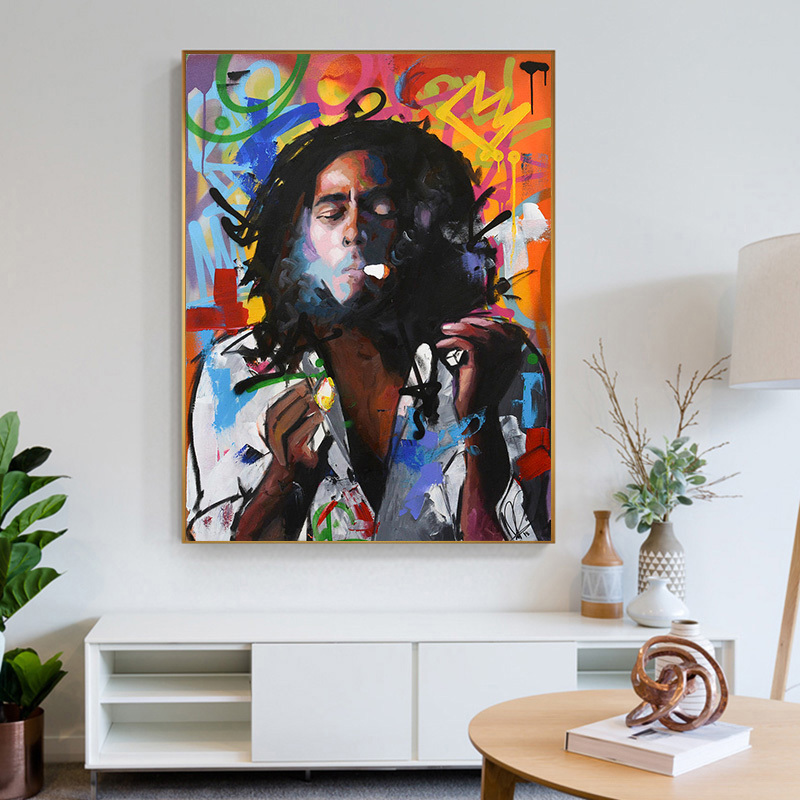 Bob Marley Abstract Portret Art Canvas Schilderij Cuadros Posters Print Wall Art Voor Woonkamer Home Decor Bob Marley Abstract Portret Art Canvas Schilderij Cuadros Posters Print Wall Art Voor Woonkamer Home Decor
