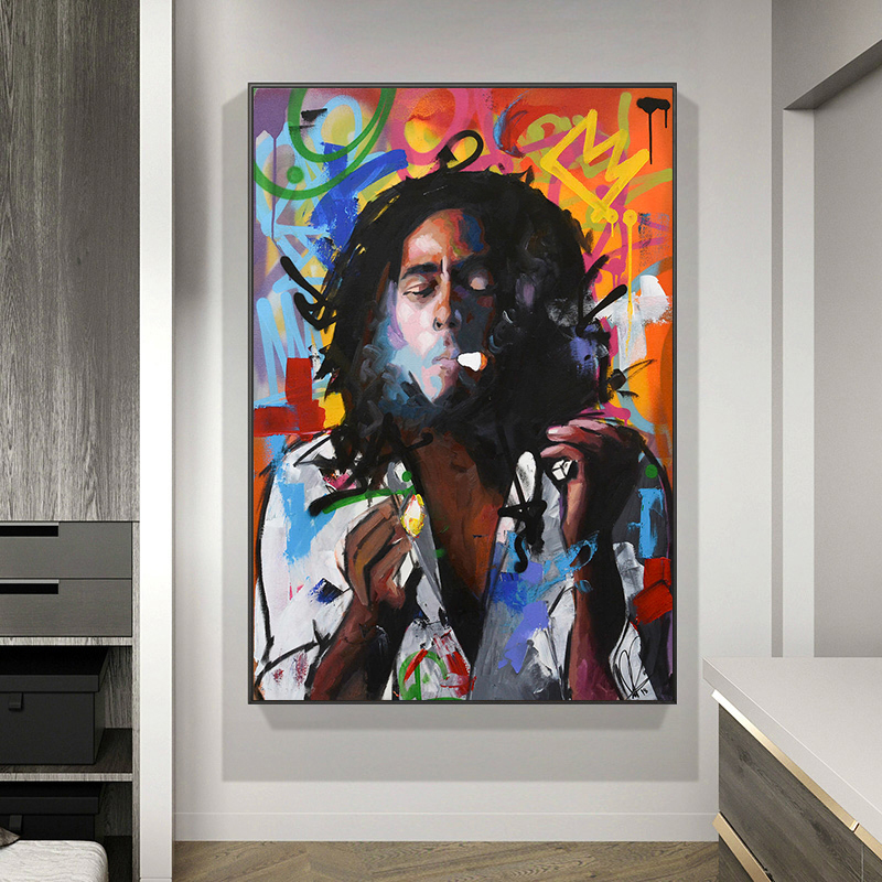 Bob Marley Abstract Portret Art Canvas Schilderij Cuadros Posters Print Wall Art Voor Woonkamer Home Decor Bob Marley Abstract Portret Art Canvas Schilderij Cuadros Posters Print Wall Art Voor Woonkamer Home Decor