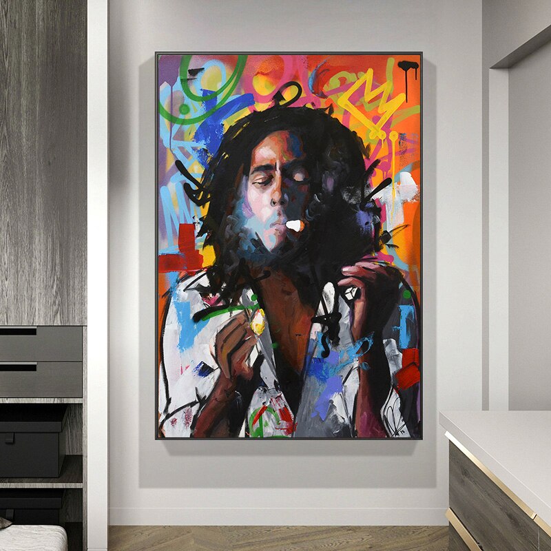 Bob Marley Abstract Portret Art Canvas Schilderij Cuadros Posters Print Wall Art Voor Woonkamer Home Decor Bob Marley Abstract Portret Art Canvas Schilderij Cuadros Posters Print Wall Art Voor Woonkamer Home Decor