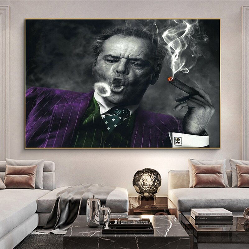 De Jack Nicholson Joker Schurk Rokende Sigaar Canvas Schilderen Movie Poster En Print Wall Art Pictures Cuadros Voor Woonkamer De Jack Nicholson Joker Schurk Rokende Sigaar Canvas Schilderen Movie Poster En Print Wall Art Pictures Cuadros Voor Woonkamer