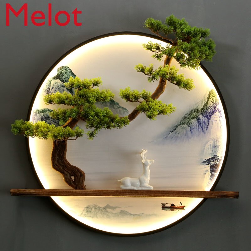 New Chinese Style Pendant Hotel Living Room Hallway round Ornaments Sofa Background Wall Decorative Simulation Pine Wall Hanging New Chinese Style Pendant Hotel Living Room Hallway round Ornaments Sofa Background Wall Decorative Simulation Pine Wall Hanging