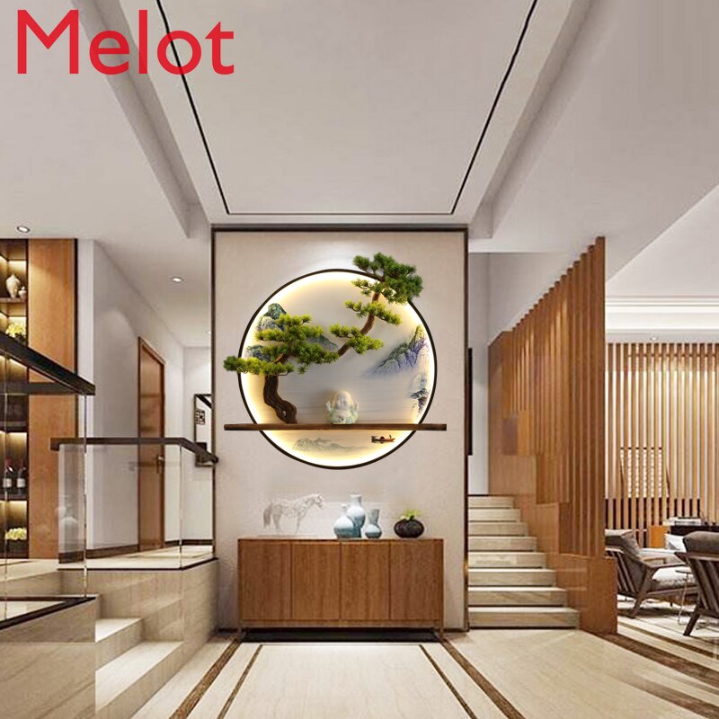 New Chinese Style Pendant Hotel Living Room Hallway round Ornaments Sofa Background Wall Decorative Simulation Pine Wall Hanging New Chinese Style Pendant Hotel Living Room Hallway round Ornaments Sofa Background Wall Decorative Simulation Pine Wall Hanging
