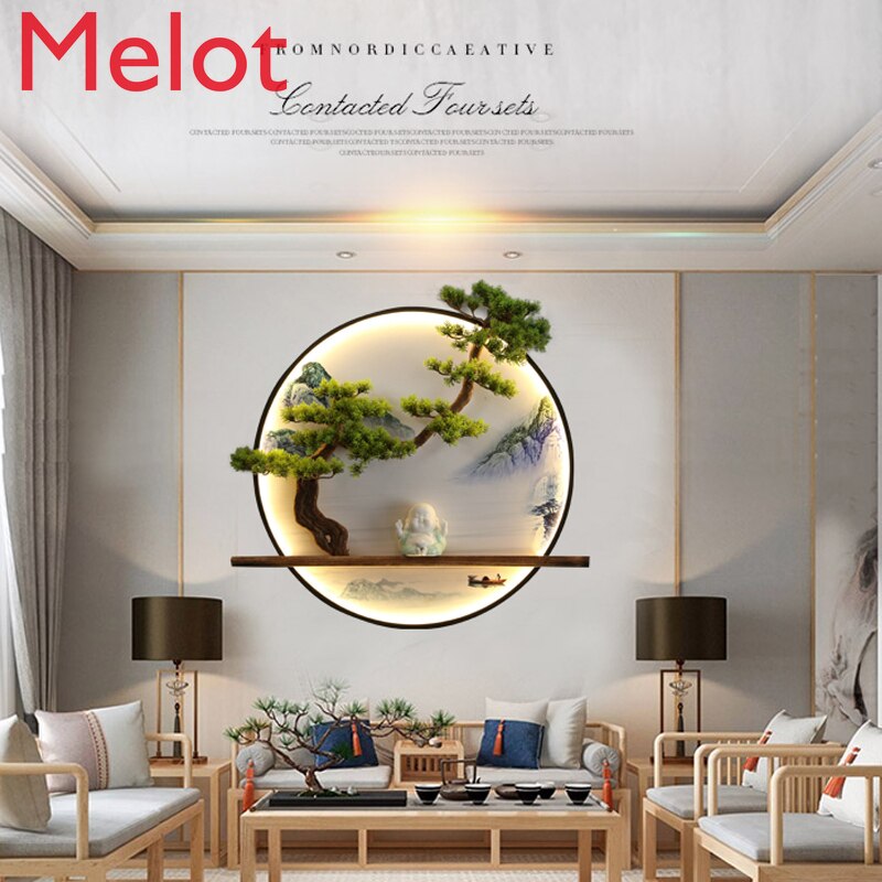 New Chinese Style Pendant Hotel Living Room Hallway round Ornaments Sofa Background Wall Decorative Simulation Pine Wall Hanging New Chinese Style Pendant Hotel Living Room Hallway round Ornaments Sofa Background Wall Decorative Simulation Pine Wall Hanging