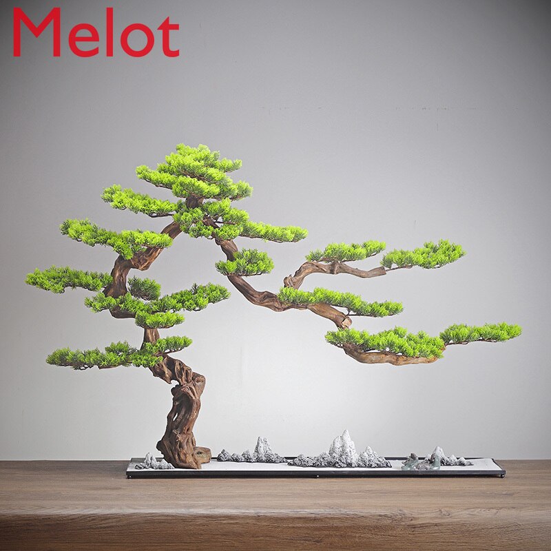 Carving Crafts Artificial Greeting Pine New Chinese Style Hotel Living Room Villa Courtyard Modeling Bonsai Carving Crafts Artificial Greeting Pine New Chinese Style Hotel Living Room Villa Courtyard Modeling Bonsai