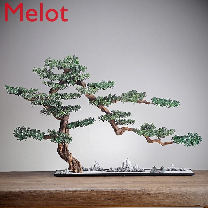 Carving Crafts Artificial Greeting Pine New Chinese Style Hotel Living Room Villa Courtyard Modeling Bonsai Carving Crafts Artificial Greeting Pine New Chinese Style Hotel Living Room Villa Courtyard Modeling Bonsai