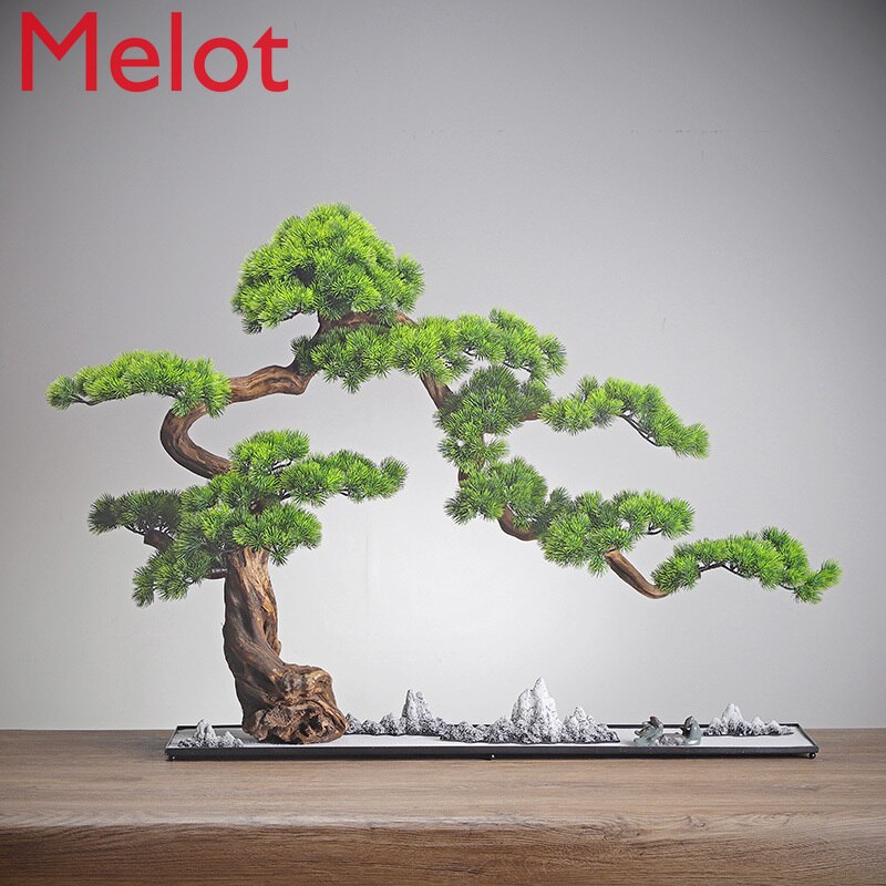 Carving Crafts Artificial Greeting Pine New Chinese Style Hotel Living Room Villa Courtyard Modeling Bonsai Carving Crafts Artificial Greeting Pine New Chinese Style Hotel Living Room Villa Courtyard Modeling Bonsai