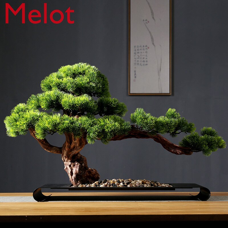 Artificial Greeting Pine Bonsai Decoration Living Room Office Desk Surface Panel Green Plant Solid Wood Root Decorations Artificial Greeting Pine Bonsai Decoration Living Room Office Desk Surface Panel Green Plant Solid Wood Root Decorations