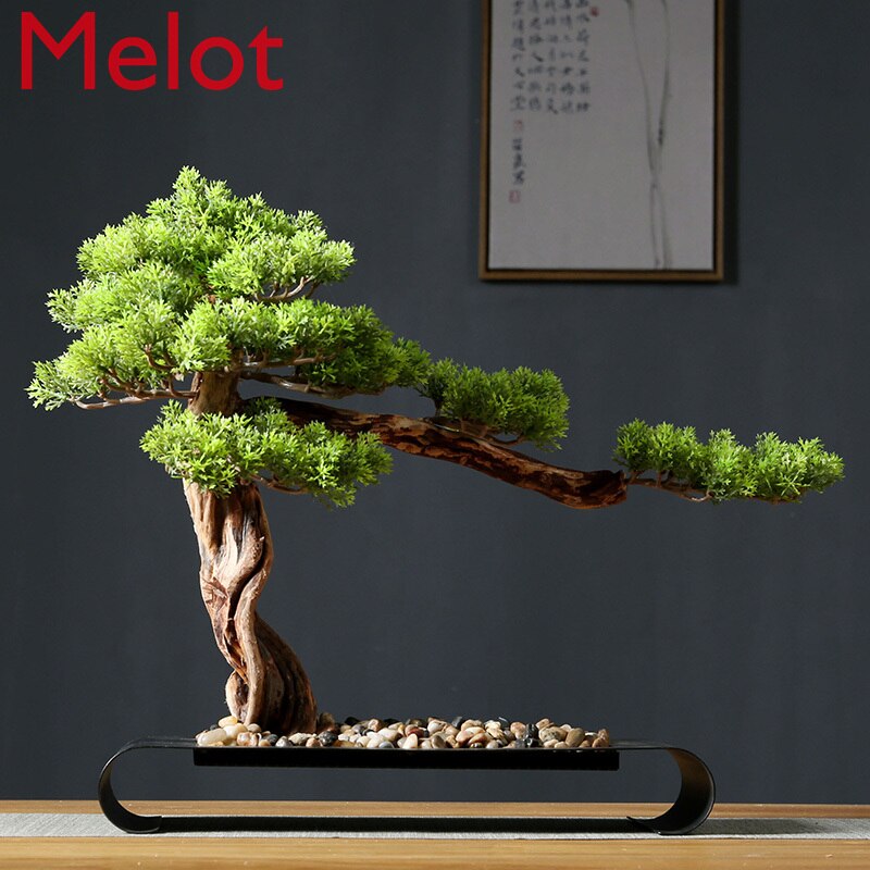 Artificial Greeting Pine Bonsai Decoration Living Room Office Desk Surface Panel Green Plant Solid Wood Root Decorations Artificial Greeting Pine Bonsai Decoration Living Room Office Desk Surface Panel Green Plant Solid Wood Root Decorations
