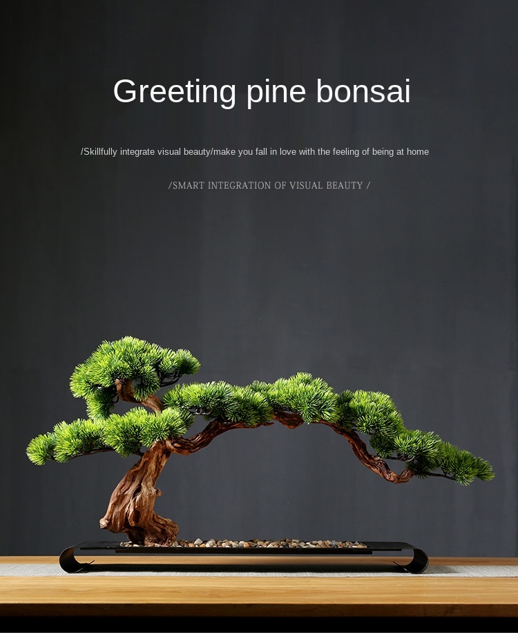 Artificial Greeting Pine Bonsai Decoration Living Room Office Desk Surface Panel Green Plant Solid Wood Root Decorations Artificial Greeting Pine Bonsai Decoration Living Room Office Desk Surface Panel Green Plant Solid Wood Root Decorations