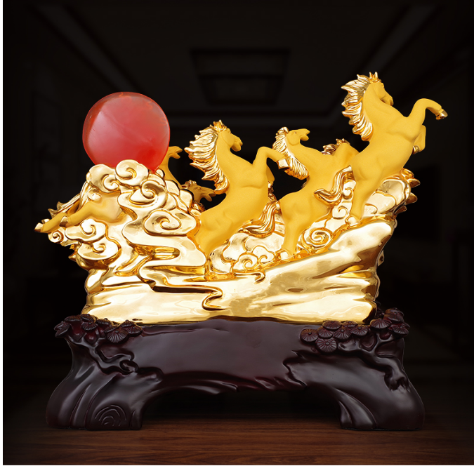 Chinese Style Lucky Eight Horses Resin Auspicious Gifts Home Crafts Living Room Study Desk Ornaments Statue Housewarming Gifts