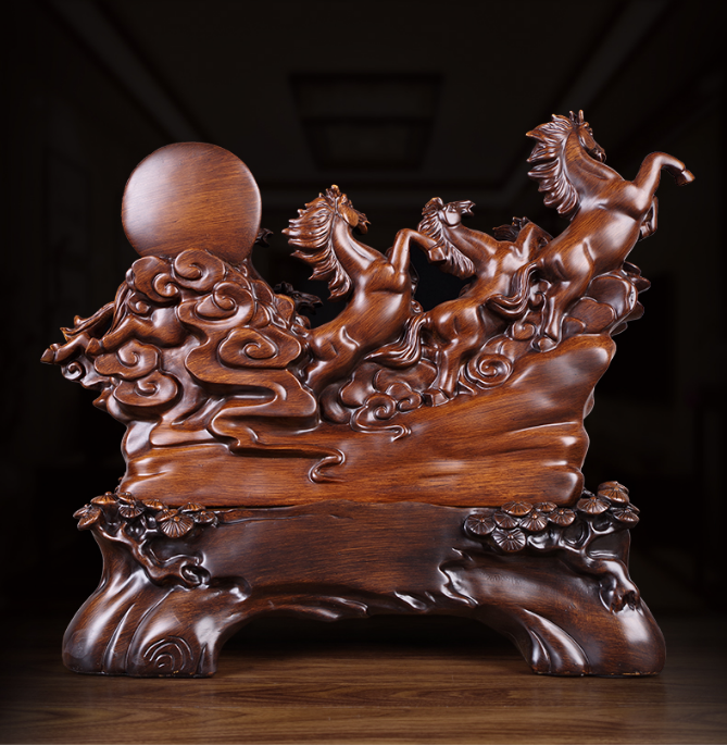 Chinese Style Lucky Eight Horses Resin Auspicious Gifts Home Crafts Living Room Study Desk Ornaments Statue Housewarming Gifts
