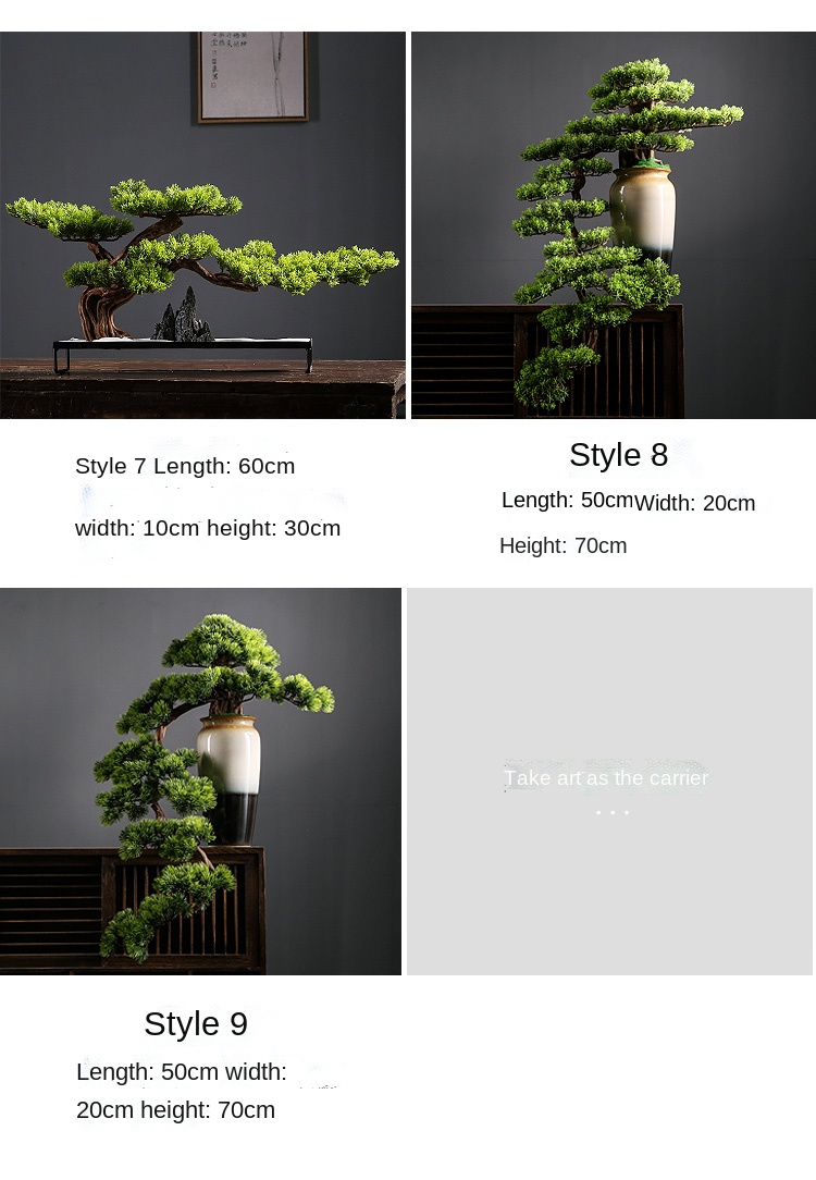Artificial Green Plant Welcoming Pine Bonsai Office Decoration New Chinese Style Hall Hallway Decorations Hotel Opening Gift