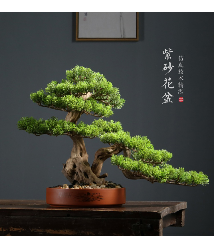 Artificial Green Plant Welcoming Pine Bonsai Office Decoration New Chinese Style Hall Hallway Decorations Hotel Opening Gift