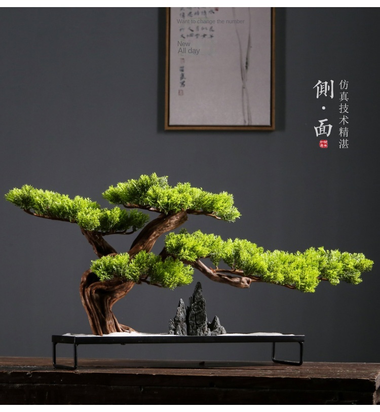 Artificial Green Plant Welcoming Pine Bonsai Office Decoration New Chinese Style Hall Hallway Decorations Hotel Opening Gift