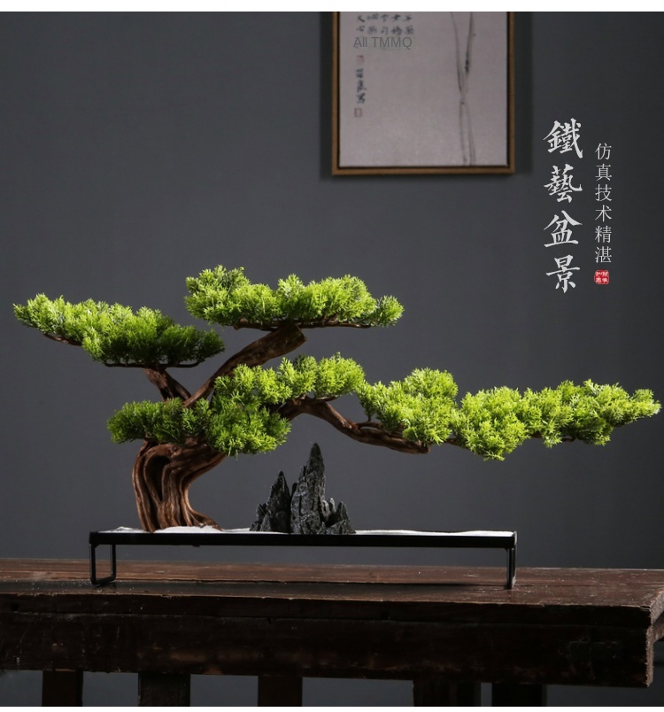 Artificial Green Plant Welcoming Pine Bonsai Office Decoration New Chinese Style Hall Hallway Decorations Hotel Opening Gift