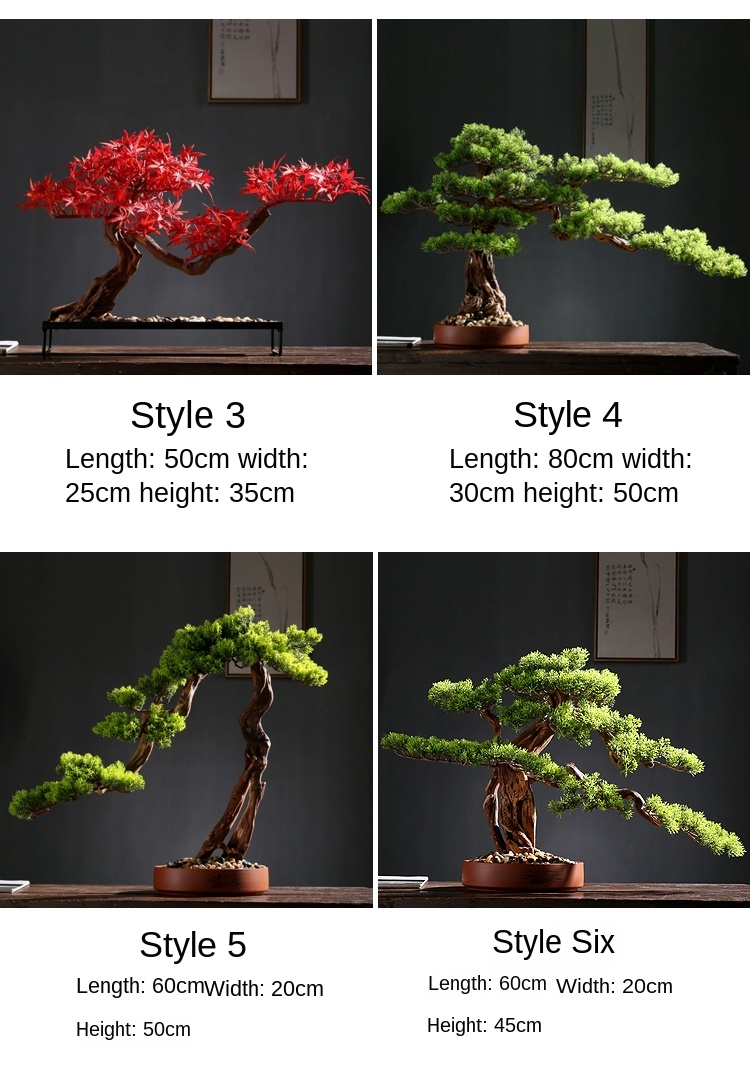 Solid Wood Root Decorations Artificial Greeting Pine New Chinese Style Bonsai Decoration Living Room Entrance Home Greenery