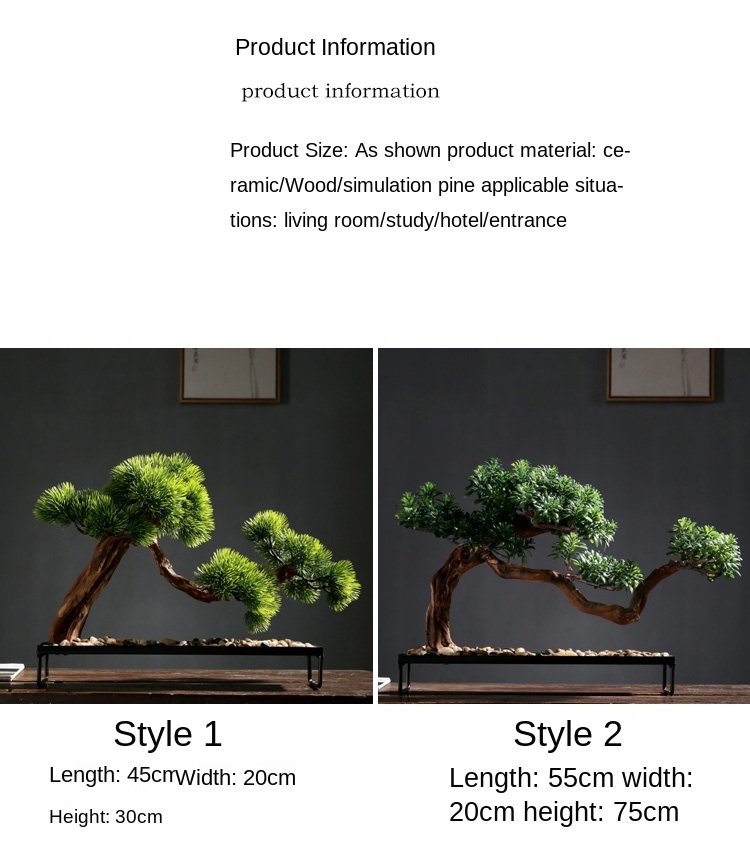 Solid Wood Root Decorations Artificial Greeting Pine New Chinese Style Bonsai Decoration Living Room Entrance Home Greenery