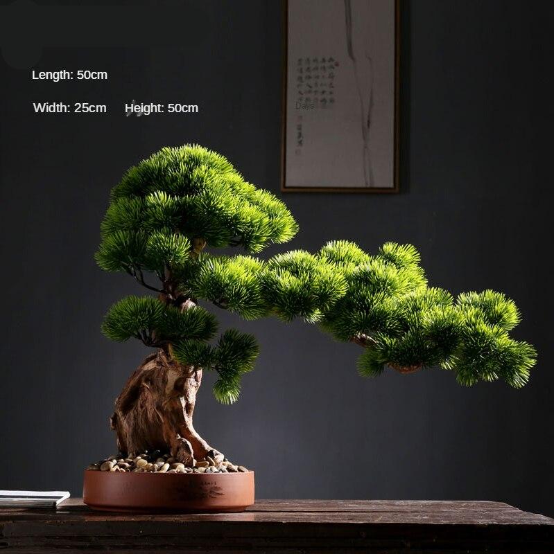 Solid Wood Root Decorations Artificial Greeting Pine New Chinese Style Bonsai Decoration Living Room Entrance Home Greenery