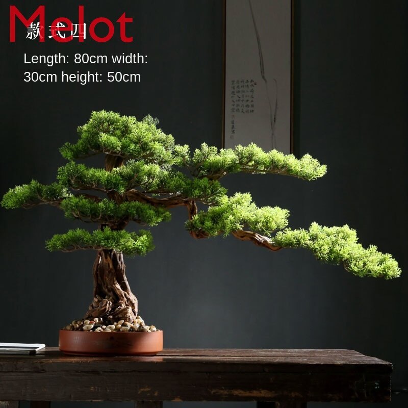 Solid Wood Root Decorations Artificial Greeting Pine New Chinese Style Bonsai Decoration Living Room Entrance Home Greenery