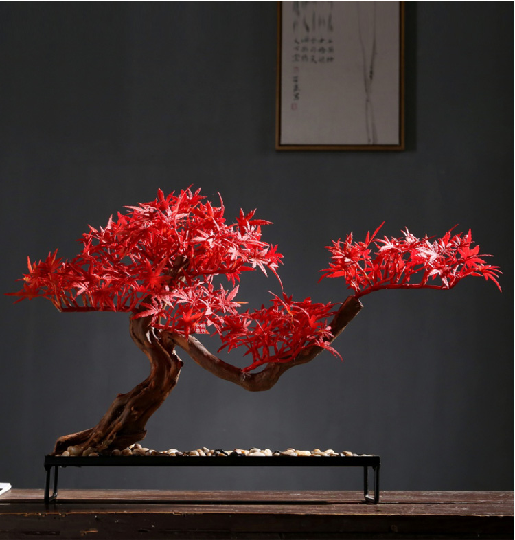 Solid Wood Root Decorations Artificial Greeting Pine New Chinese Style Bonsai Decoration Living Room Entrance Home Greenery