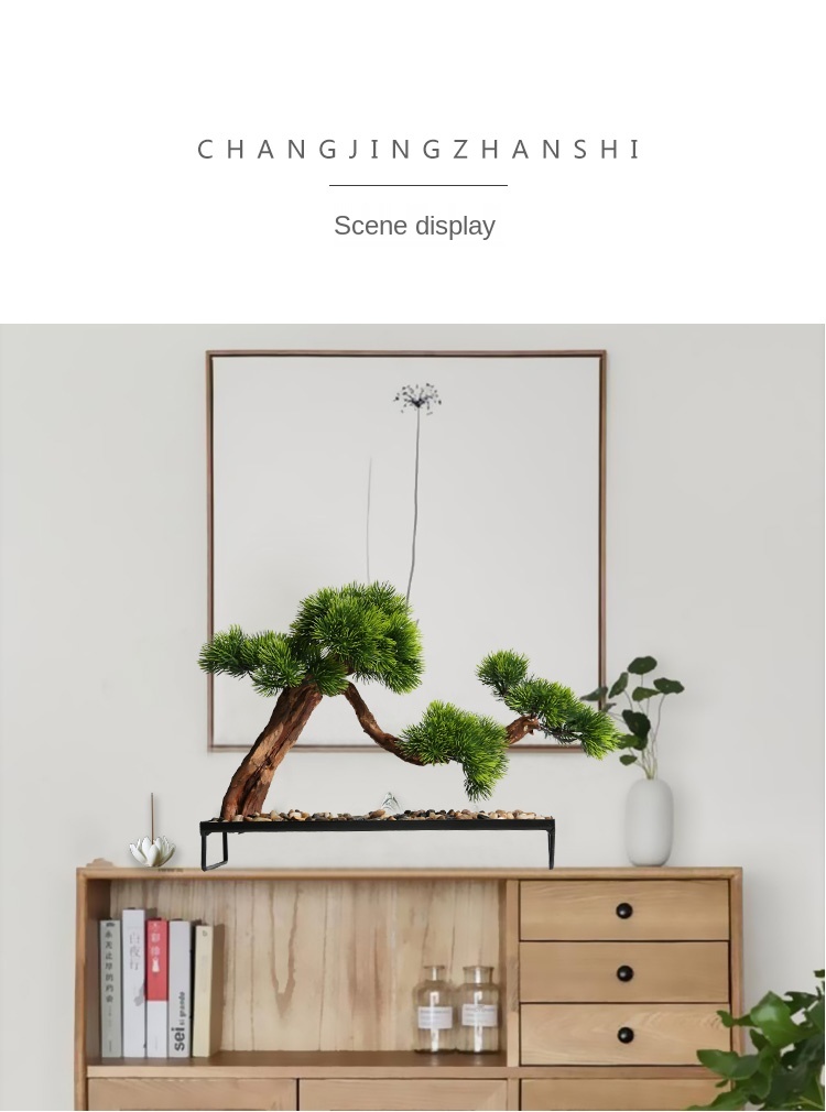 Solid Wood Root Decorations Artificial Greeting Pine New Chinese Style Bonsai Decoration Living Room Entrance Home Greenery