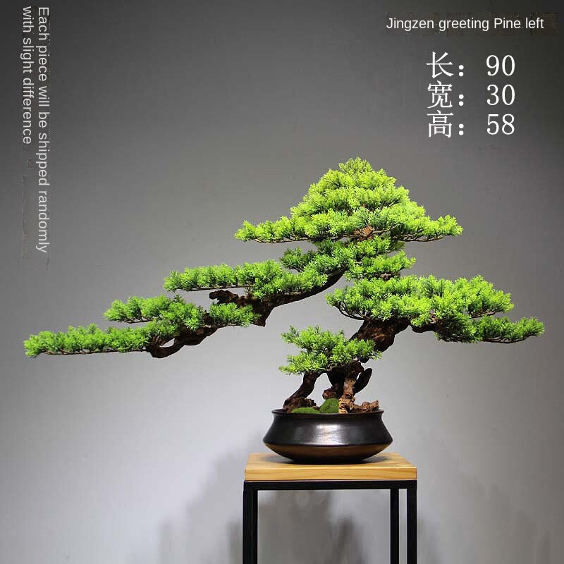 Chinese Welcome Pine Bonsai Decoration Home Living Room Curio Shelves Model Room Creative Green Plants Soft Decoration