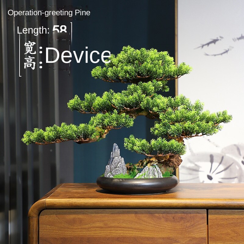 Chinese Welcome Pine Bonsai Decoration Home Living Room Curio Shelves Model Room Creative Green Plants Soft Decoration