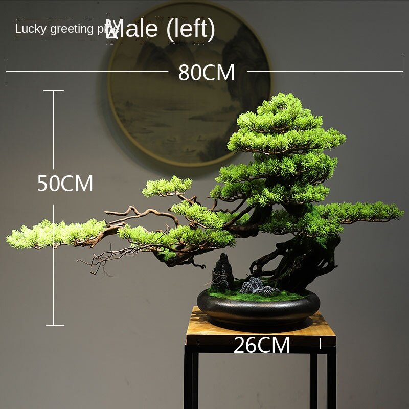 Chinese Welcome Pine Bonsai Decoration Home Living Room Curio Shelves Model Room Creative Green Plants Soft Decoration