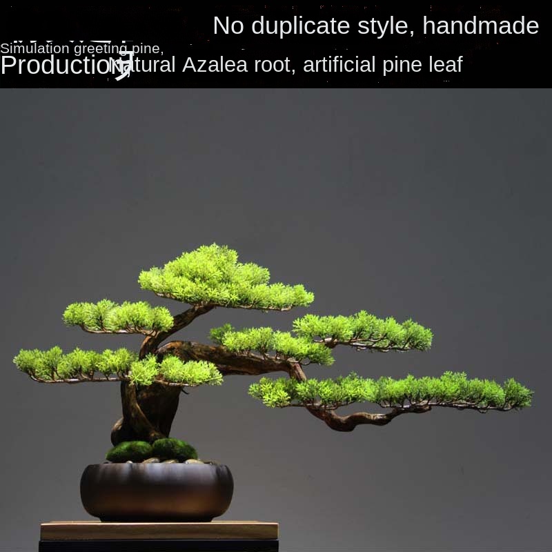 Chinese Welcome Pine Bonsai Decoration Home Living Room Curio Shelves Model Room Creative Green Plants Soft Decoration