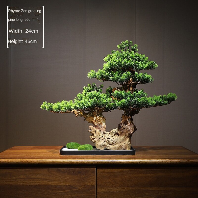 Chinese Welcome Pine Bonsai Decoration Home Living Room Curio Shelves Model Room Creative Green Plants Soft Decoration