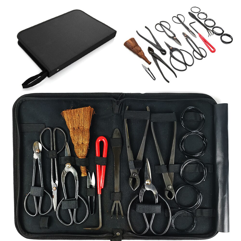 14Pcs Bonsai Tool Set Carbon Steel Extensive Cutter Scissors Kit With Nylon Case For Garden Pruning Tools 14Pcs Bonsai Tool Set Carbon Steel Extensive Cutter Scissors Kit With Nylon Case For Garden Pruning Tools