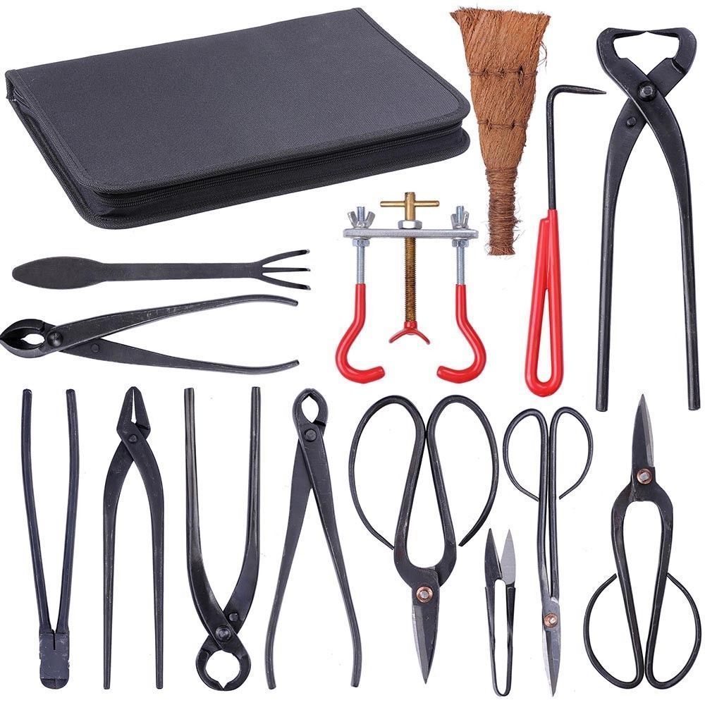 14Pcs Bonsai Tool Set Carbon Steel Extensive Cutter Scissors Kit With Nylon Case For Garden Pruning Tools 14Pcs Bonsai Tool Set Carbon Steel Extensive Cutter Scissors Kit With Nylon Case For Garden Pruning Tools