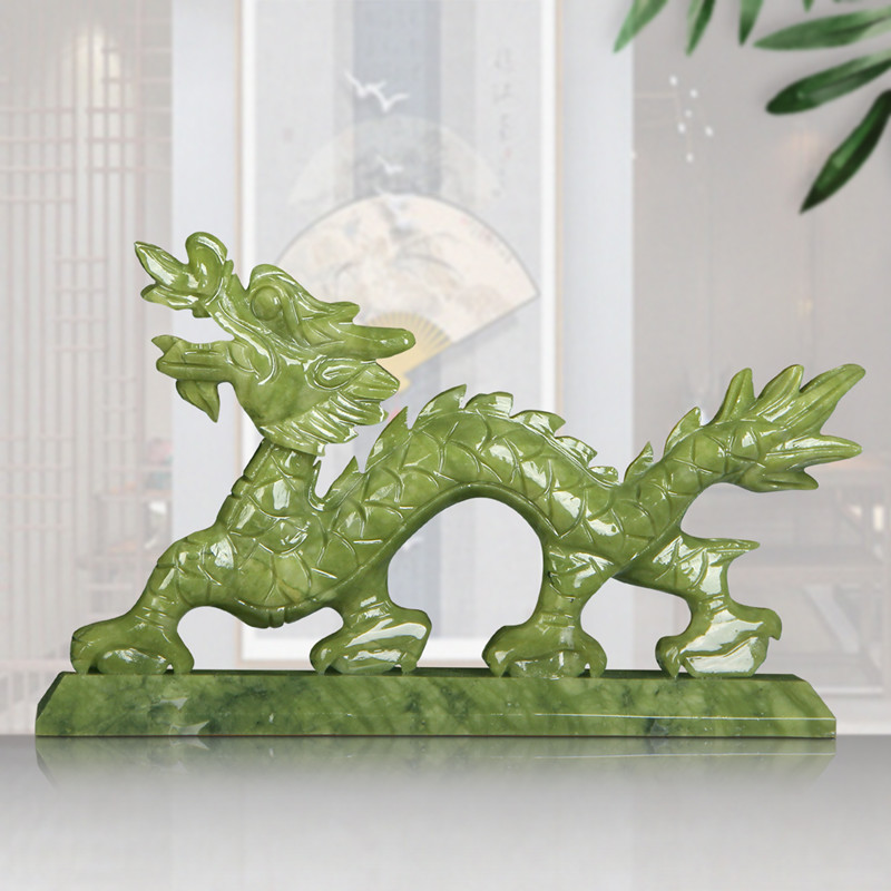 Chinese Zodiac Dragon Natural Jade Ornaments High-end Crafts Home Living Room Desktop Feng Shui Decorations Countertop Decor