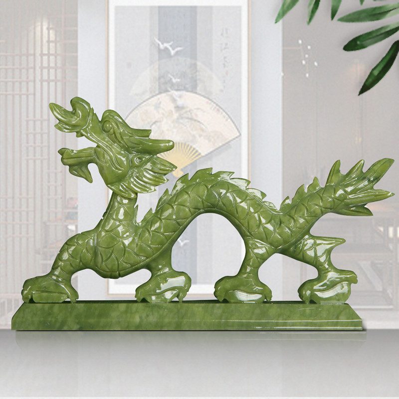 Chinese Zodiac Dragon Natural Jade Ornaments High-end Crafts Home Living Room Desktop Feng Shui Decorations Countertop Decor