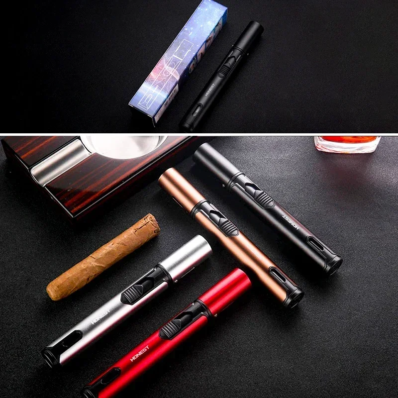 HONEST Metal Torch Gas Lighter Outdoor Blue Flame Windproof Lighter Cigar Butane Spray Gun Portable Jet Lighter HONEST Metal Torch Gas Lighter Outdoor Blue Flame Windproof Lighter Cigar Butane Spray Gun Portable Jet Lighter