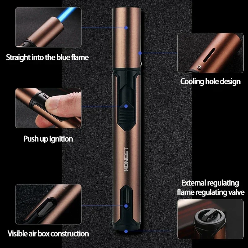 HONEST Metal Torch Gas Lighter Outdoor Blue Flame Windproof Lighter Cigar Butane Spray Gun Portable Jet Lighter HONEST Metal Torch Gas Lighter Outdoor Blue Flame Windproof Lighter Cigar Butane Spray Gun Portable Jet Lighter