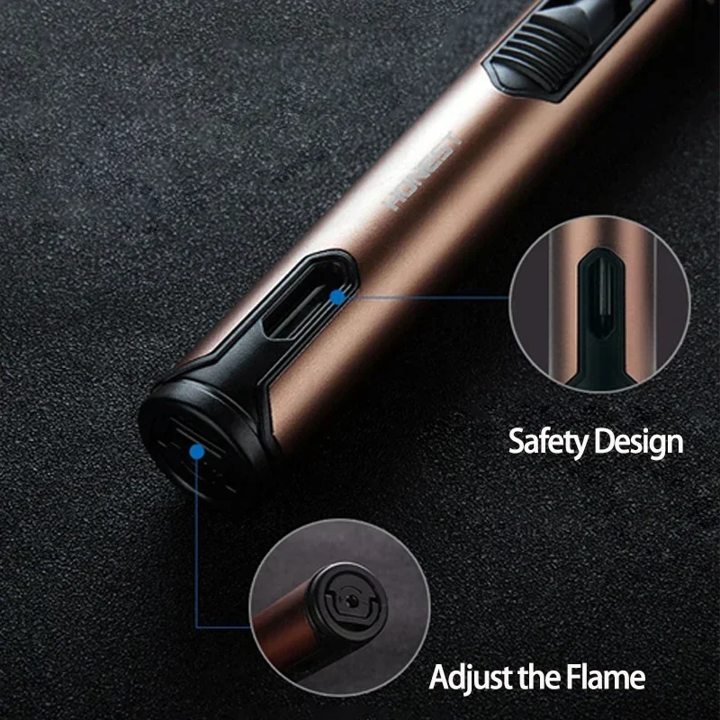 HONEST Metal Torch Gas Lighter Outdoor Blue Flame Windproof Lighter Cigar Butane Spray Gun Portable Jet Lighter HONEST Metal Torch Gas Lighter Outdoor Blue Flame Windproof Lighter Cigar Butane Spray Gun Portable Jet Lighter