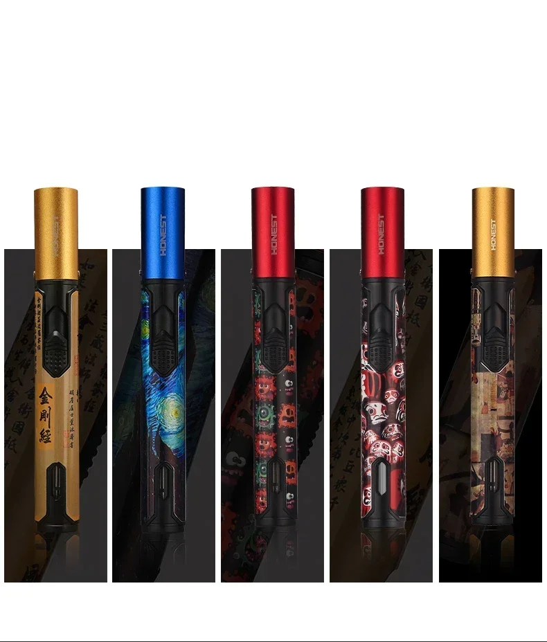 HONEST Metal Torch Gas Lighter Outdoor Blue Flame Windproof Lighter Cigar Butane Spray Gun Portable Jet Lighter HONEST Metal Torch Gas Lighter Outdoor Blue Flame Windproof Lighter Cigar Butane Spray Gun Portable Jet Lighter