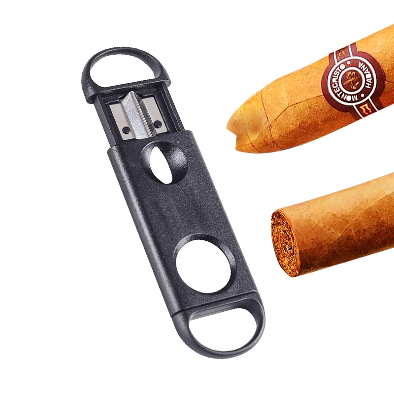 DEJAYA Cigar Cutter ABS Case Stainless Steel V Shape Sharp Blade Cigarro Knife Hole Opener Smoke Cigarrera Accessories Dual Use DEJAYA Cigar Cutter ABS Case Stainless Steel V Shape Sharp Blade Cigarro Knife Hole Opener Smoke Cigarrera Accessories Dual Use