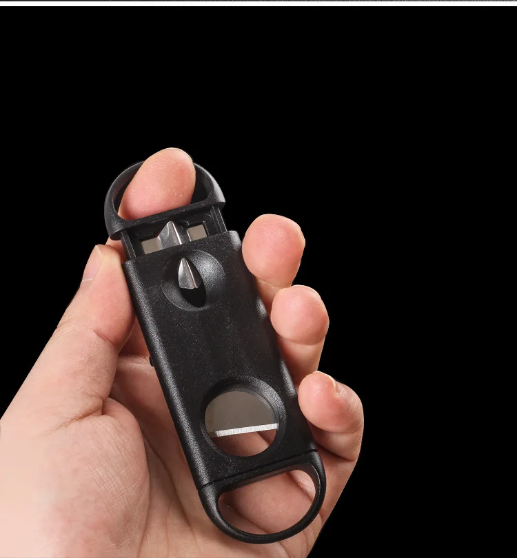 DEJAYA Cigar Cutter ABS Case Stainless Steel V Shape Sharp Blade Cigarro Knife Hole Opener Smoke Cigarrera Accessories Dual Use DEJAYA Cigar Cutter ABS Case Stainless Steel V Shape Sharp Blade Cigarro Knife Hole Opener Smoke Cigarrera Accessories Dual Use