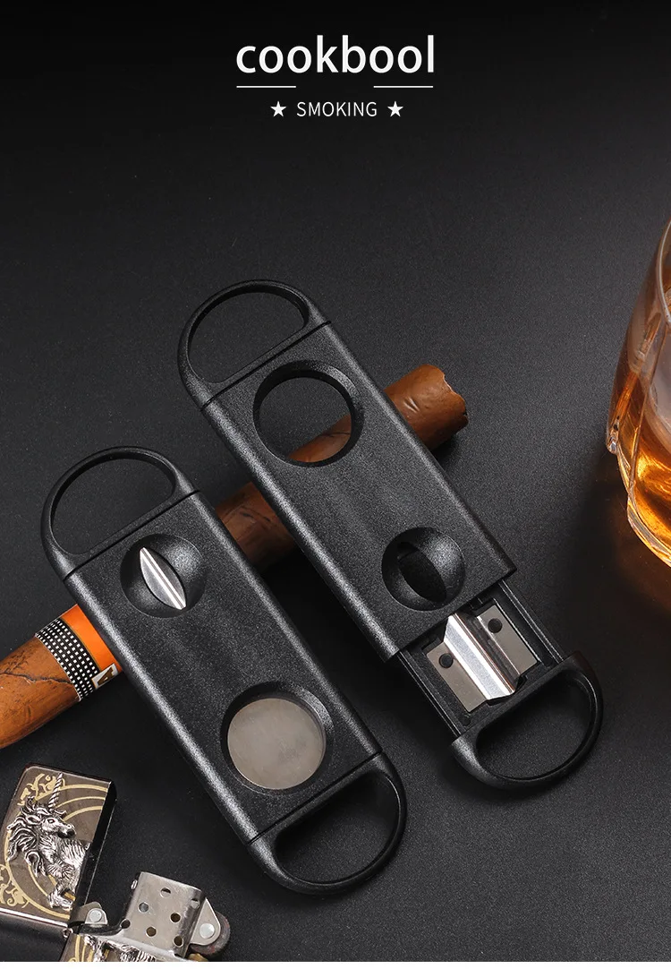 DEJAYA Cigar Cutter ABS Case Stainless Steel V Shape Sharp Blade Cigarro Knife Hole Opener Smoke Cigarrera Accessories Dual Use DEJAYA Cigar Cutter ABS Case Stainless Steel V Shape Sharp Blade Cigarro Knife Hole Opener Smoke Cigarrera Accessories Dual Use