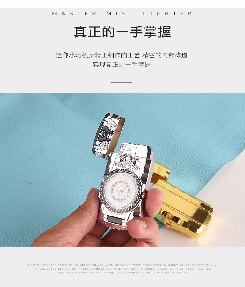 Creative Seven Colored lights Jet Turbo torch Blue flame gas watch Cigar lighter Windproof metal press ignition fashion men gift Creative Seven Colored lights Jet Turbo torch Blue flame gas watch Cigar lighter Windproof metal press ignition fashion men gift