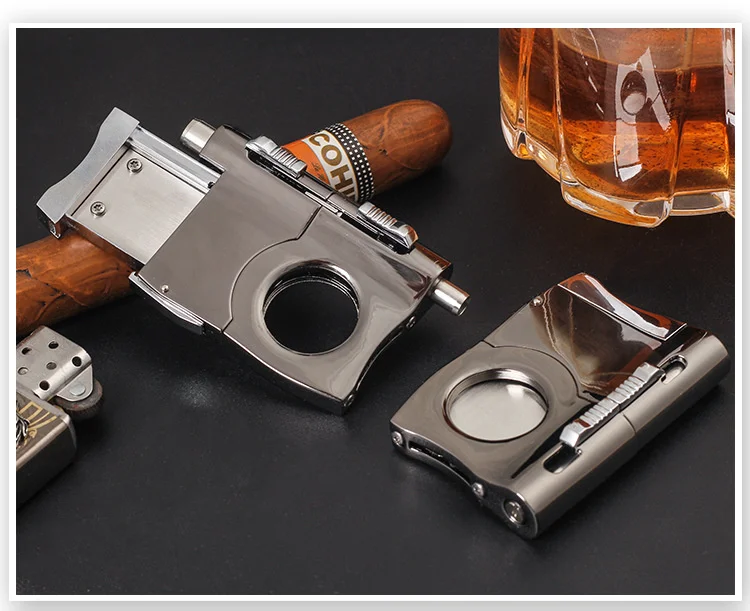 Cigar Cutter Guillotine Single Blade Integrate With Two Edge Cigar Punch Puncher Fun Cigar Tool Smoking Accessories Men's Gift Cigar Cutter Guillotine Single Blade Integrate With Two Edge Cigar Punch Puncher Fun Cigar Tool Smoking Accessories Men's Gift