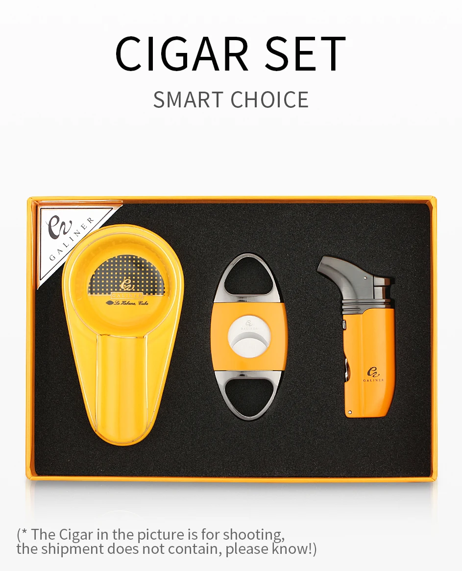 GALINER Puro Travel Ashtray Home Torch Jet Flame Cigar Lighter Smoking Accessories Tobacco Cigar Cutter Charuto Gadgets GALINER Puro Travel Ashtray Home Torch Jet Flame Cigar Lighter Smoking Accessories Tobacco Cigar Cutter Charuto Gadgets